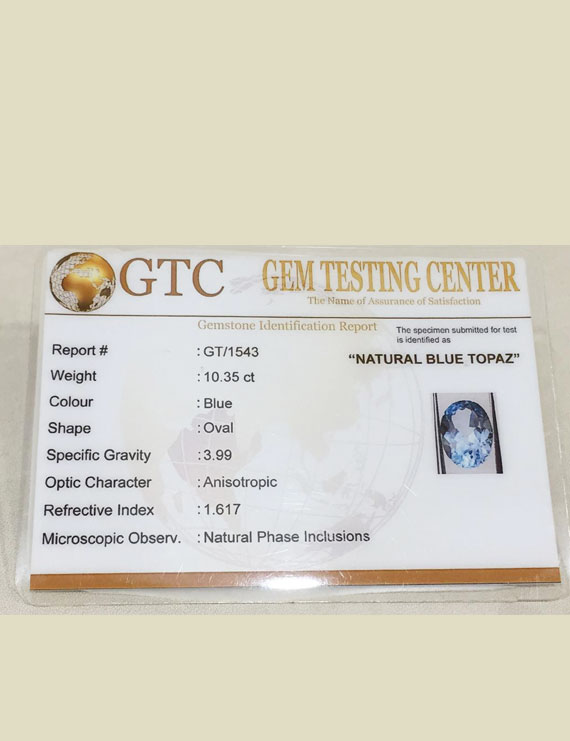 11.50 Ratti (10.35 ct) Natural Blue Topaz